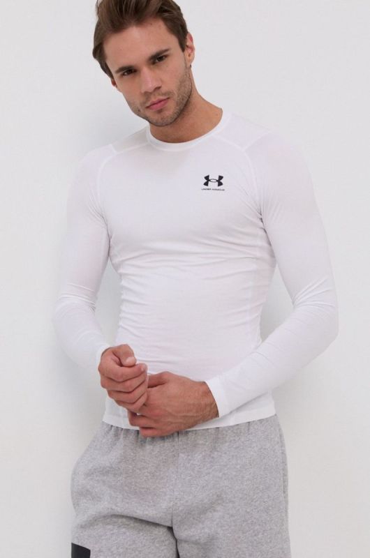 Лонгслів для тренувань Under Armour колір білий однотонний