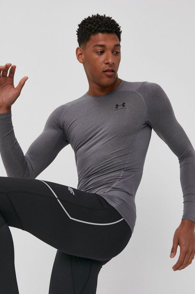 Лонгслів для тренувань Under Armour колір сірий однотонний фото 4
