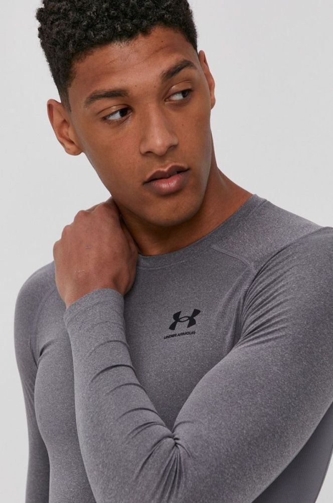 Лонгслів для тренувань Under Armour колір сірий однотонний фото 5