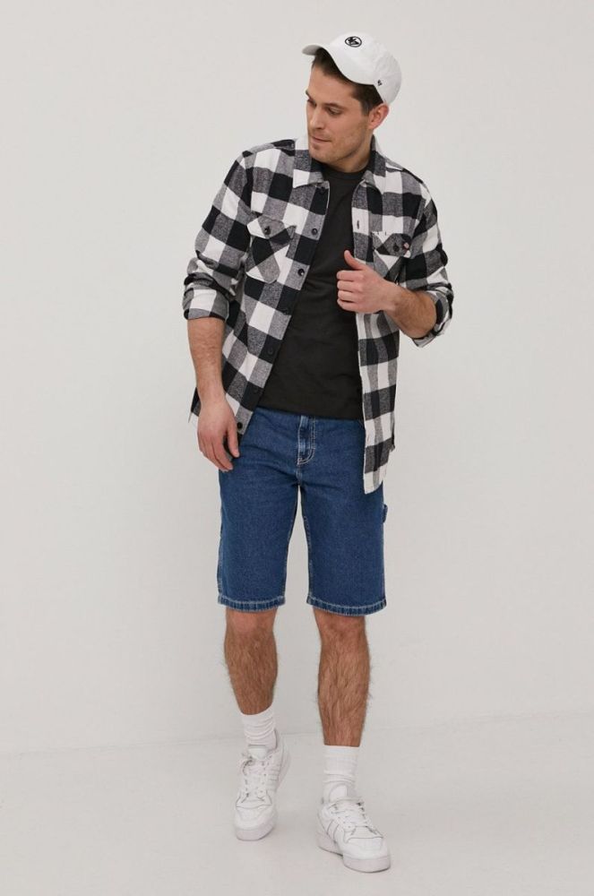 Сорочка Dickies чоловіча колір чорний regular класичний комір DK0A4XDZBLK-BLACK фото 6