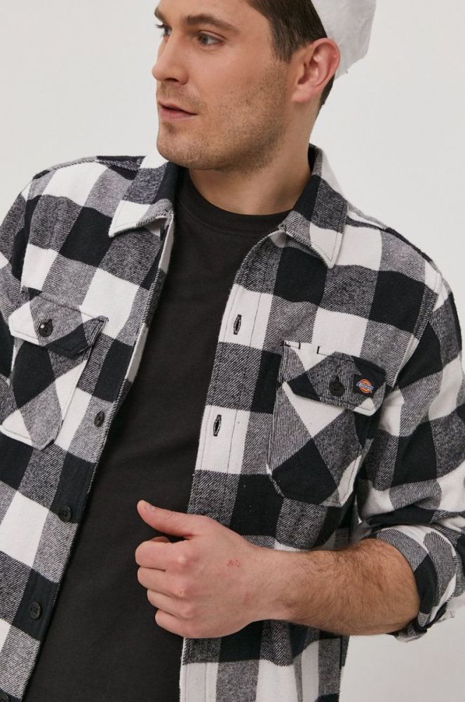 Сорочка Dickies чоловіча колір чорний regular класичний комір DK0A4XDZBLK-BLACK фото 3