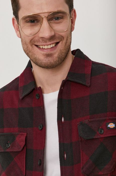 Сорочка Dickies чоловіча колір бордовий regular класичний комір DK0A4XDZMR0-MAROON