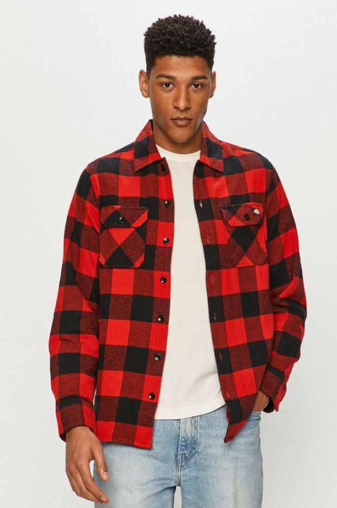 Сорочка Dickies чоловіча колір червоний regular класичний комір DK0A4XDZRDX-RED фото 5