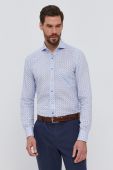 Бавовняна сорочка Emanuel Berg чоловіча slim з італійським коміром колір блакитний (1474692)