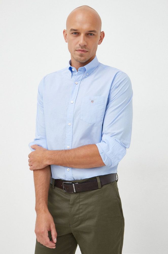 Сорочка Gant чоловіча regular комір button-down колір блакитний