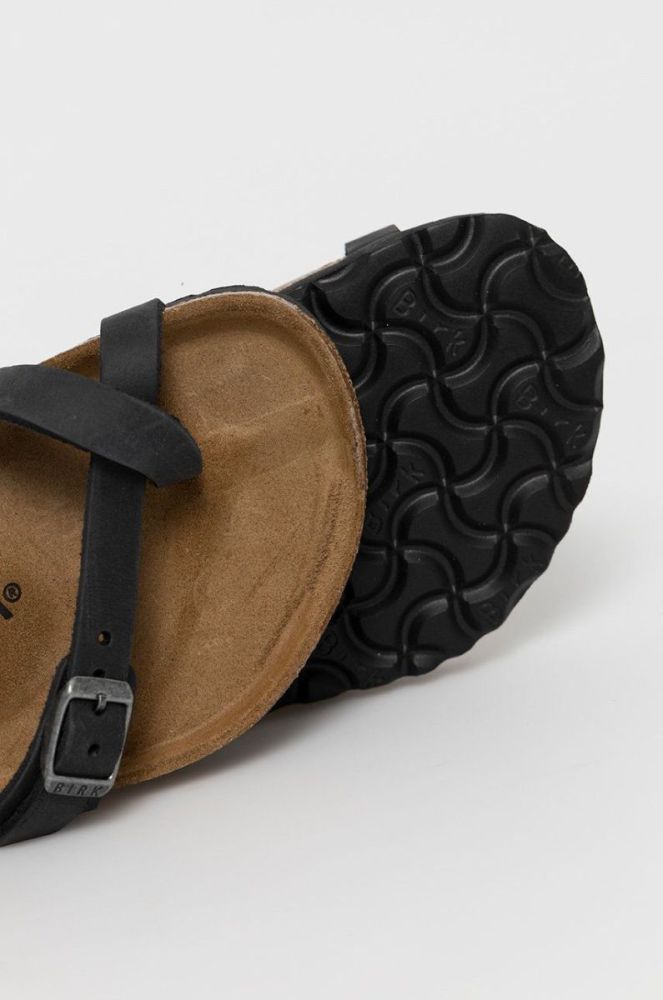 Шкіряні шльопанці Birkenstock жіночі колір чорний на плоскому ходу Regular Width 171481-Schwarz фото 3