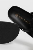 Шкіряні в'єтнамки Tory Burch жіночі колір чорний на плоскому ходу (1436004)