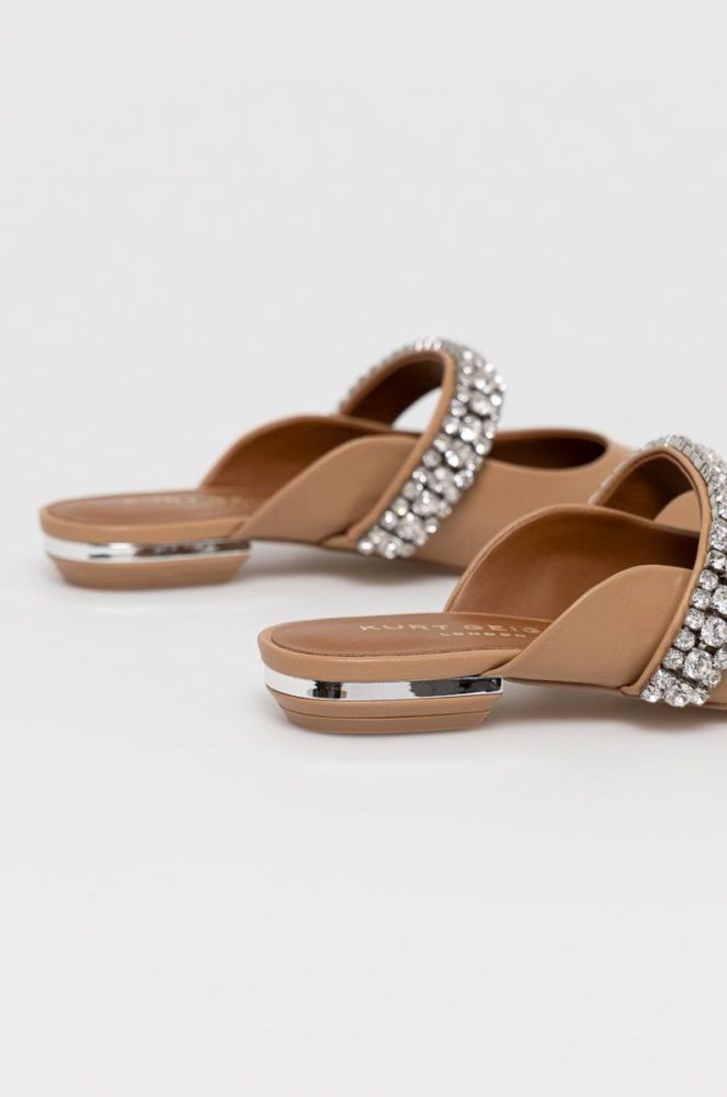 Шкіряні шльопанці Kurt Geiger London жіночі колір коричневий (1422048) фото 3