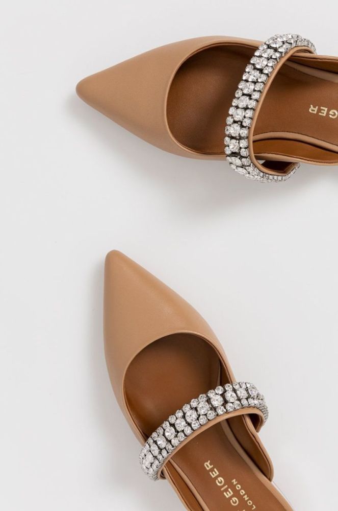 Шкіряні шльопанці Kurt Geiger London жіночі колір коричневий (1422048) фото 4
