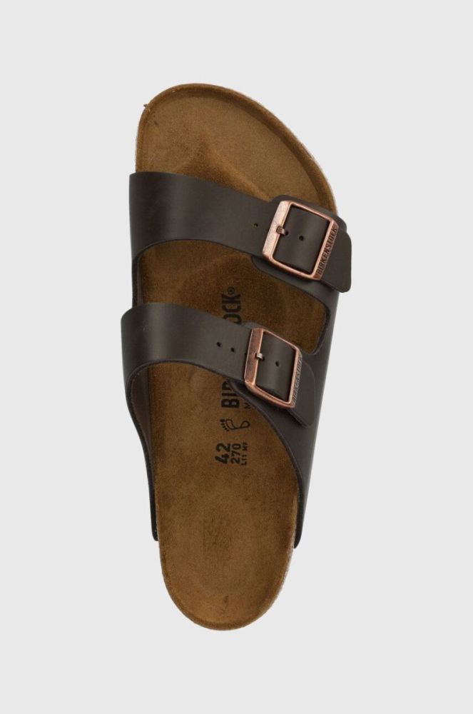 Шкіряні шльопанці Birkenstock Arizona чоловічі колір коричневий 51101 фото 4