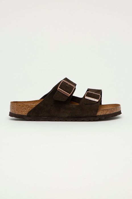 Birkenstock - Замшеві шльопанці Arizona Regular Width 951311-Mocca колір коричневий Birkenstock - Замшеві шльопанці Arizona Regular Width 951311-Mocca колір коричневий