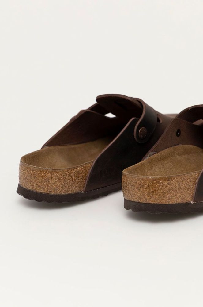 Шкіряні шльопанці Birkenstock чоловічі колір коричневий Regular Width 860131-Habana фото 3