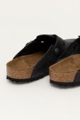 Замшеві шльопанці Birkenstock Boston SFB чоловічі колір чорний 59461
