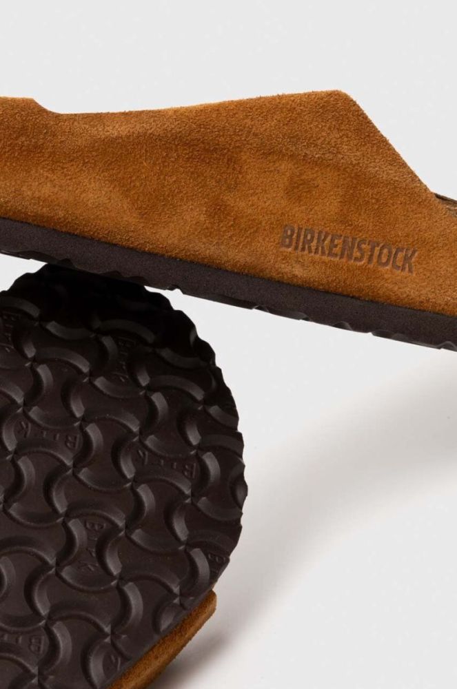 Шкіряні шльопанці Birkenstock Arizona чоловічі колір коричневий 1009526 фото 5