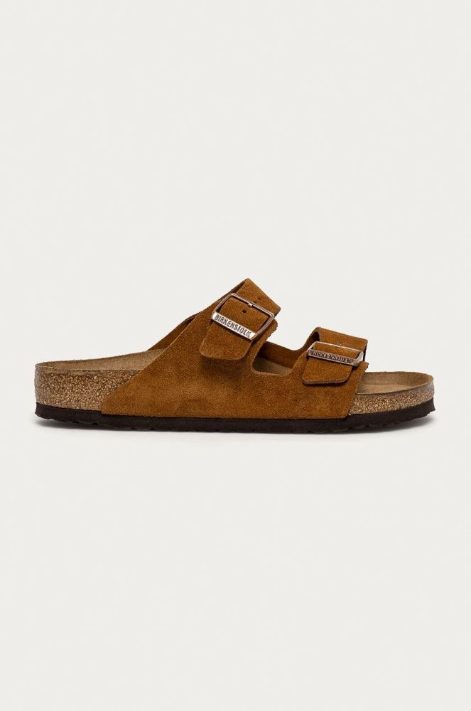 Шкіряні шльопанці Birkenstock Arizona чоловічі колір коричневий 1009526