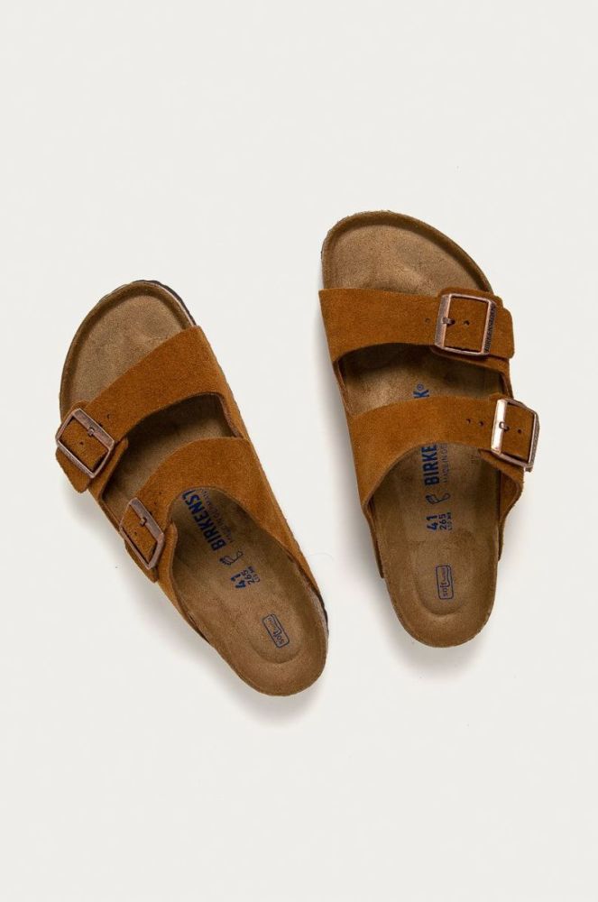 Шкіряні шльопанці Birkenstock Arizona чоловічі колір коричневий 1009526 фото 3