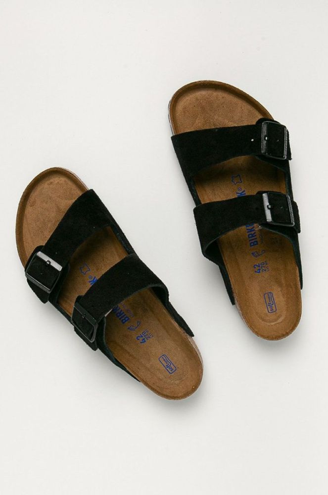 Замшеві шльопанці Birkenstock чоловічі колір чорний фото 2