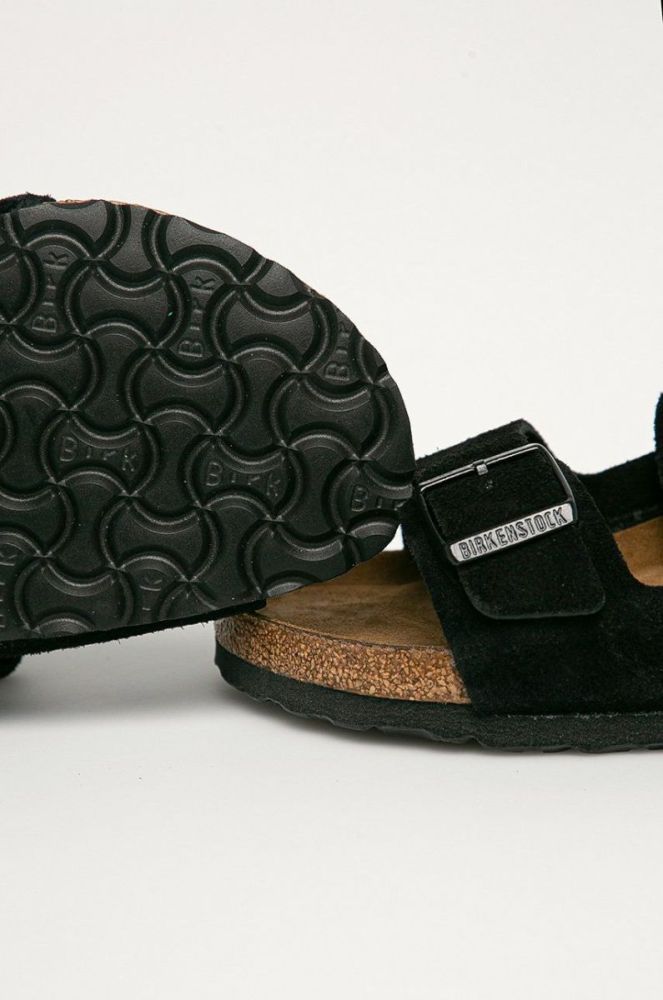 Замшеві шльопанці Birkenstock чоловічі колір чорний фото 3