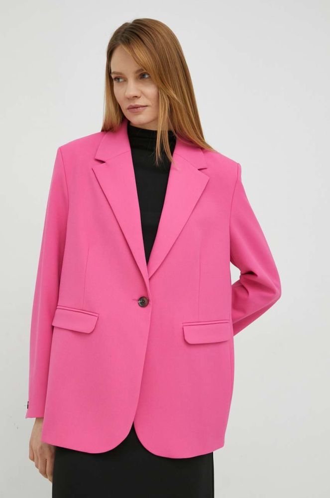 Піджак Samsoe Samsoe колір рожевий однобортний однотонна