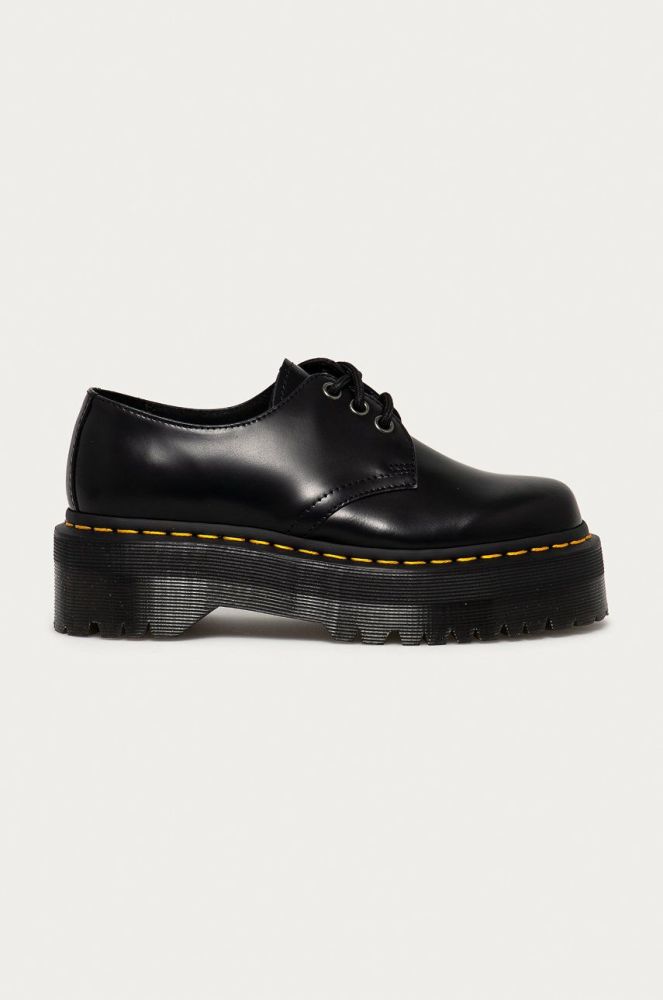Шкіряні туфлі Dr. Martens 1461 Quad жіночі колір чорний на платформі
