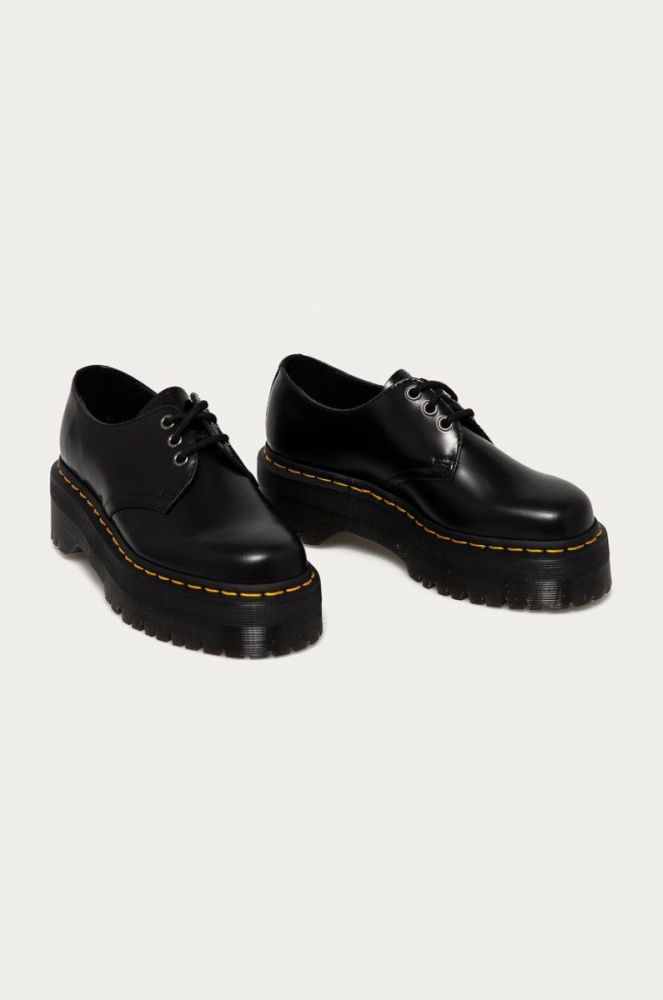Шкіряні туфлі Dr. Martens 1461 Quad жіночі колір чорний на платформі фото 2