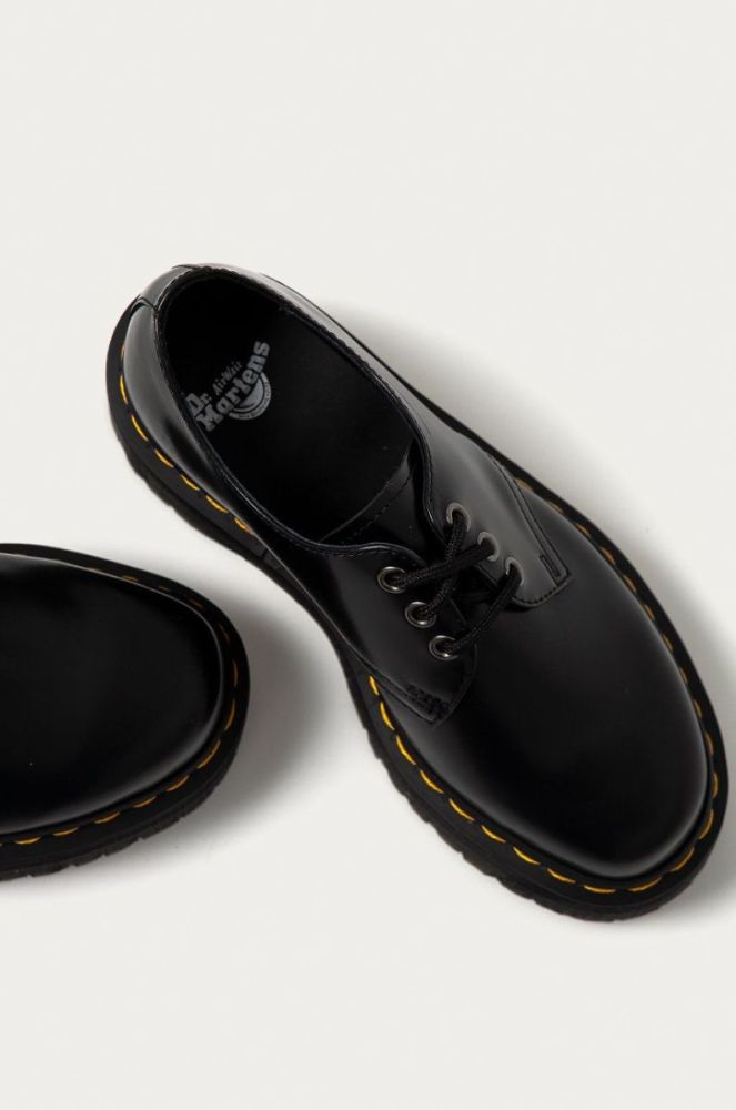 Шкіряні туфлі Dr. Martens 1461 Quad жіночі колір чорний на платформі фото 4