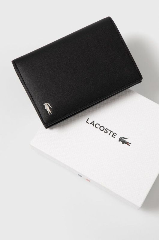 Шкіряний гаманець Lacoste колір чорний фото 4