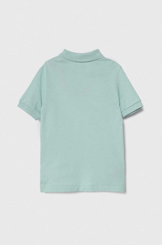 Дитяче бавовняне поло Lacoste колір бірюзовий однотонний фото 2