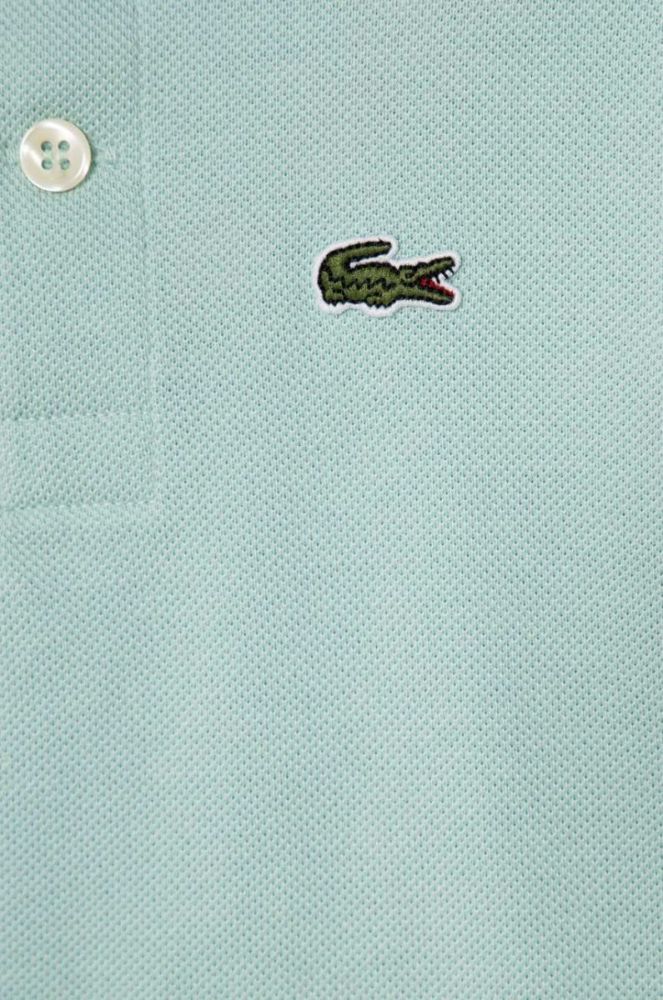 Дитяче бавовняне поло Lacoste колір бірюзовий однотонний фото 3