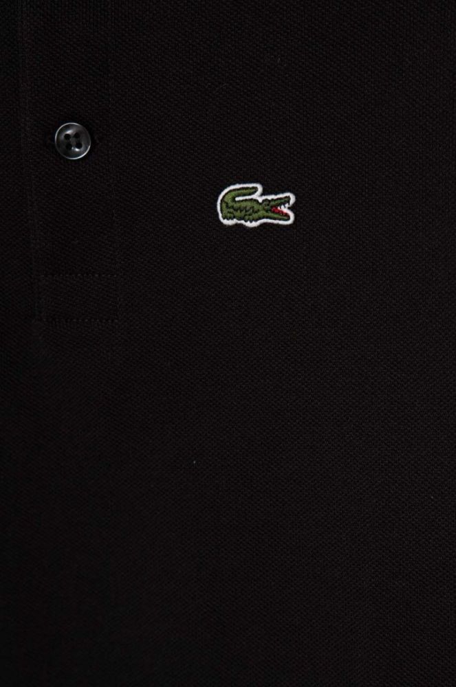 Дитяче бавовняне поло Lacoste колір чорний однотонний фото 3