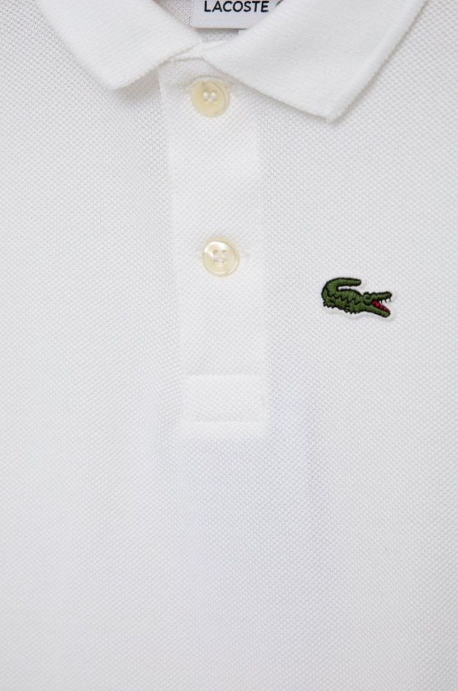 Дитяче бавовняне поло Lacoste колір білий однотонний фото 3