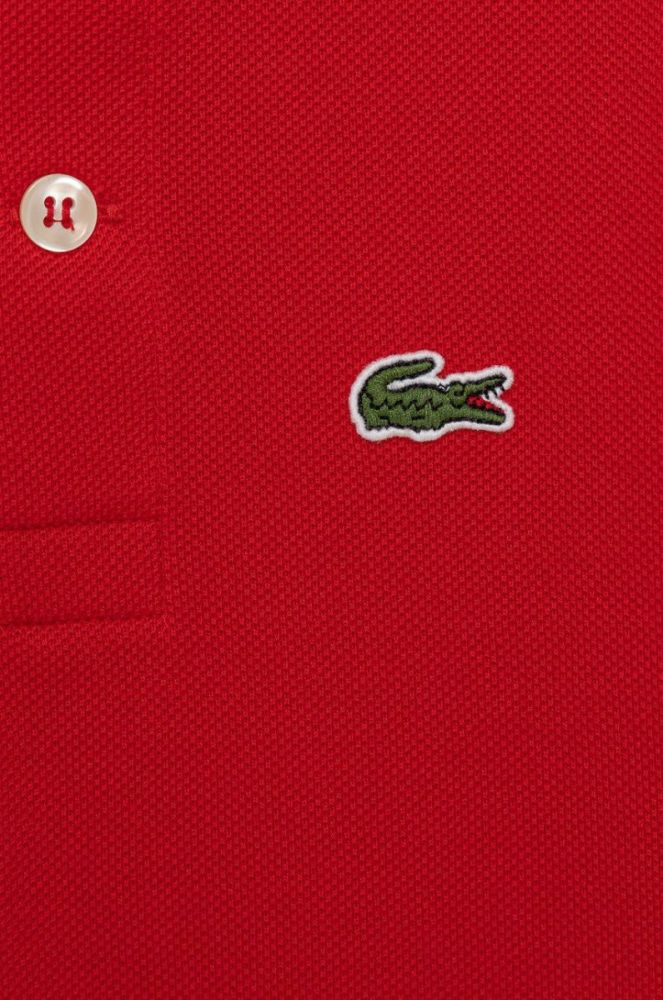 Дитяче бавовняне поло Lacoste колір червоний однотонний фото 3