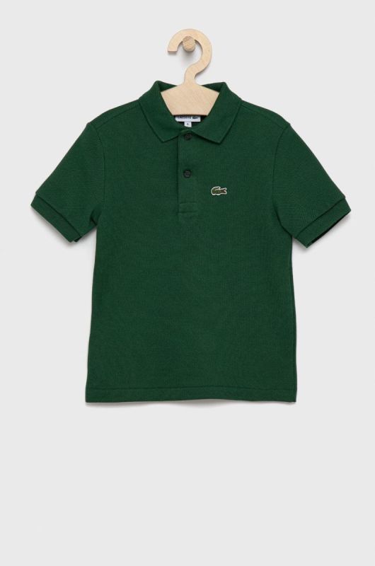 Дитяче бавовняне поло Lacoste колір зелений однотонний
