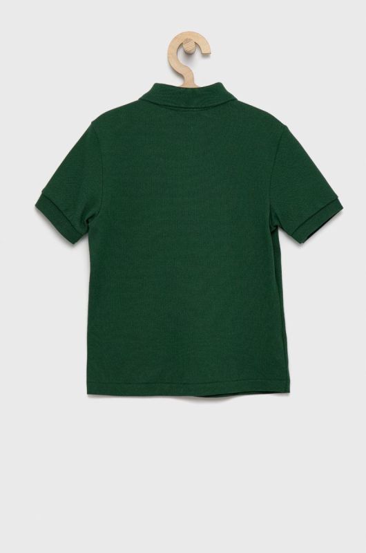 Дитяче бавовняне поло Lacoste колір зелений однотонний фото 2