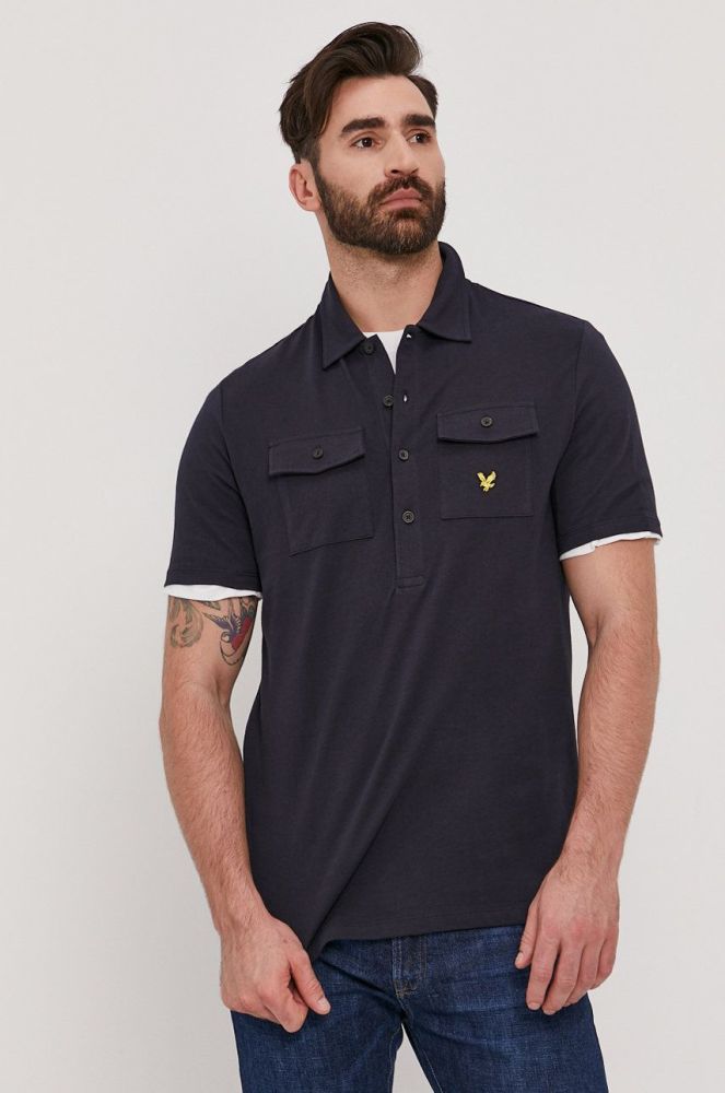 Поло Lyle & Scott чоловіче колір синій гладкий