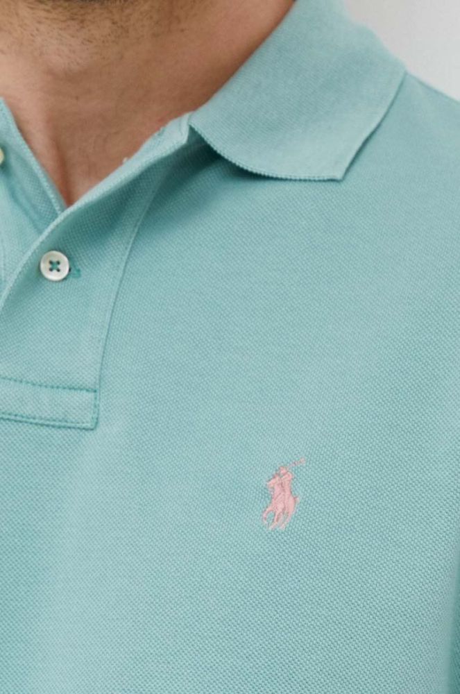 Бавовняне поло Polo Ralph Lauren колір зелений однотонний (3260259) фото 5