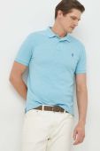Бавовняне поло Polo Ralph Lauren однотонний колір блакитний (2850592)