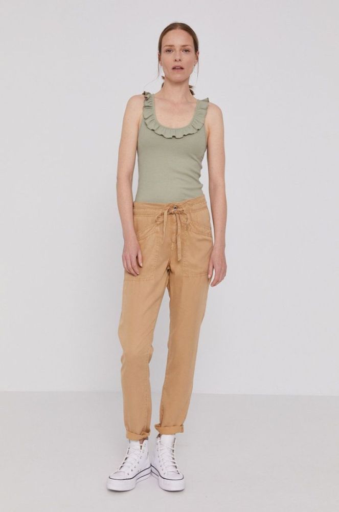 Штани Pepe Jeans Dash жіночі колір коричневий прямі (1466662) фото 4