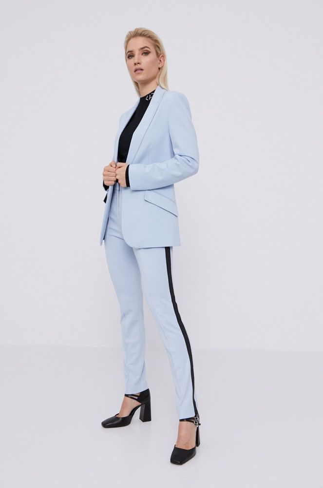 Штани Karl Lagerfeld жіночі облягаюче середня посадка колір блакитний