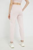 Штани HUGO жіночі колір рожевий однотонні