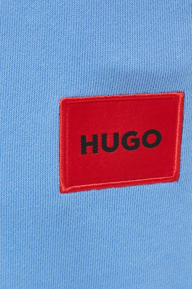 Штани HUGO жіночі однотонні колір блакитний фото 3