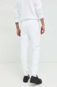 Бавовняні спортивні штани HUGO чоловічі колір білий однотонні