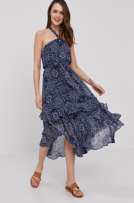 Сукня Pepe Jeans колір синій midi розкльошена