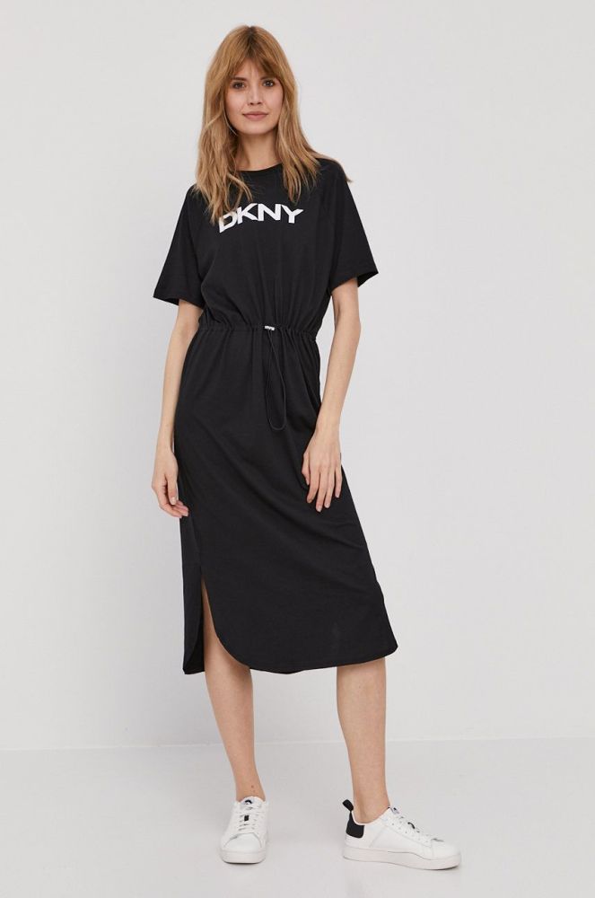 Сукня Dkny колір чорний midi пряма (1392252)