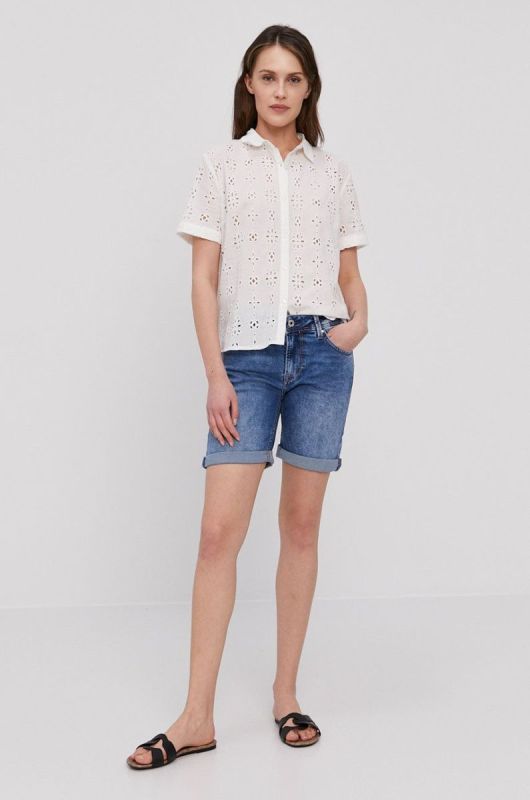 Джинсові шорти Pepe Jeans жіночі гладкі колір блакитний (1375639) фото 2