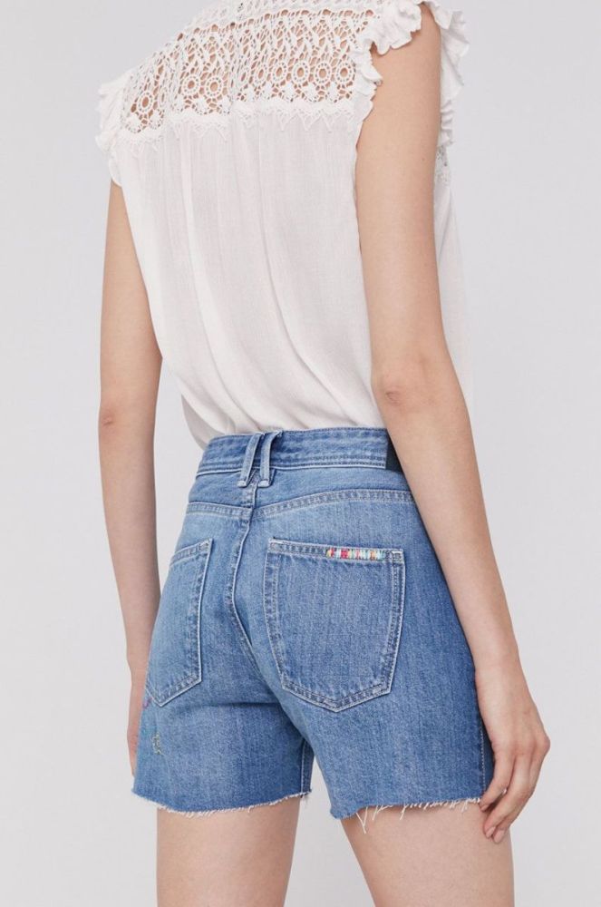 Шорти Pepe Jeans жіночі з аплікацією колір блакитний фото 3