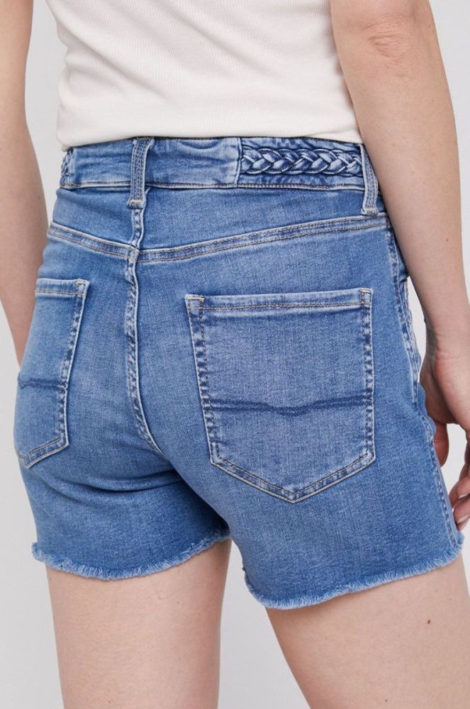 Джинсові шорти Pepe Jeans Mary Archive жіночі гладкі висока посадка колір блакитний фото 3