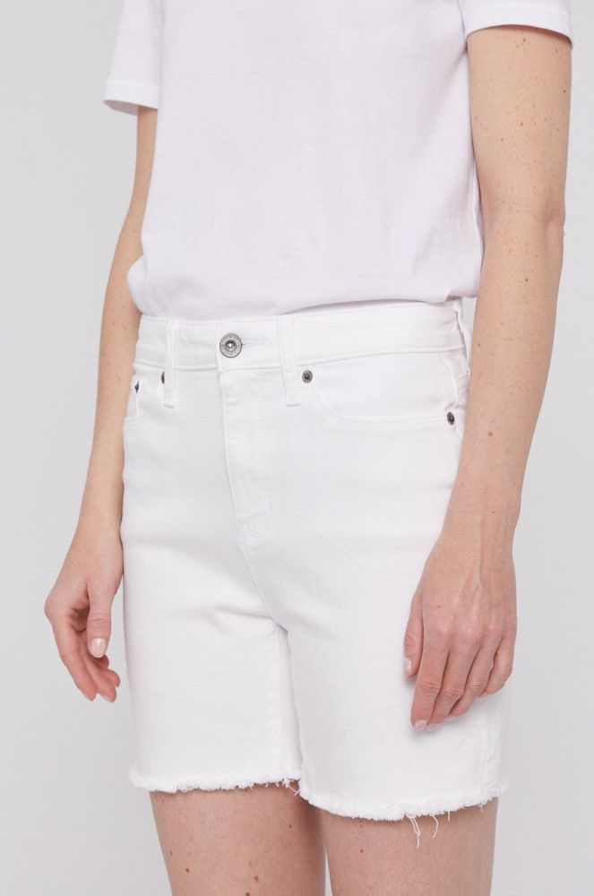 Джинсові шорти Dkny жіночі колір білий гладкі висока посадка