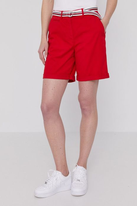 Шорти Tommy Hilfiger жіночі гладкі колір червоний