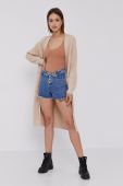Джинсові шорти The Kooples жіночі гладкі висока посадка колір блакитний